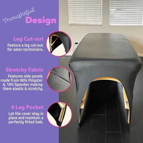 Vista 3 de Funda de cama de pestañas, cubierta impermeable de cuero artificial para mesa de masaje, protector de cera ajustable para cama de esteticista