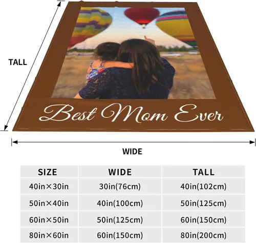 Vista 3 de Manta de fotos personalizada, manta personalizada para mamá con foto y texto, manta de franela suave personalizada para regalo para el día