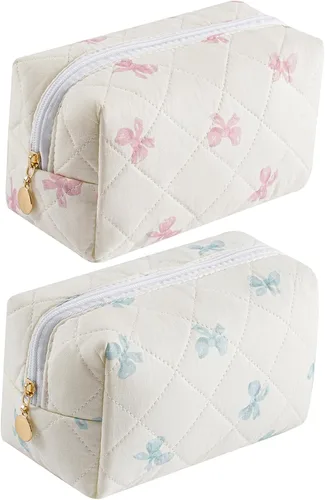 Vista 28 de Bolsa de maquillaje de viaje para mujeres y niñas, bolsa de maquillaje con cremallera, flores florales, organizador de maquillaje, bolsa de tela