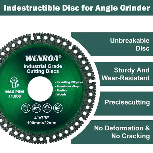 Vista 4 de Paquete de 2 discos indestructibles de 4 pulgadas para amoladora, disco de corte para amoladora angular, compatible con eje de 7/8 pulgadas, hojas