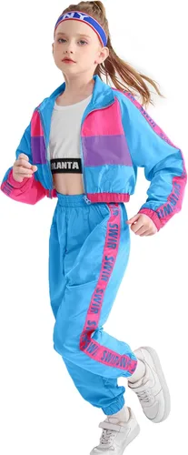 Vista 14 de Conjunto de Ropa de Baile para Niñas, Traje de Interpretación de Equipo de Hip Hop y Jazz Moderno, Conjuntos de Ropa de Baile para Niñas Azul oscuro