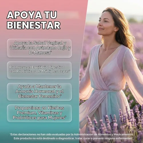 Vista 2 de Clean Nutraceuticals Probióticos para mujeres con D manosa, extracto de arándano, ñame silvestre, chasteberry – 20 cepas probióticas y prebióticas