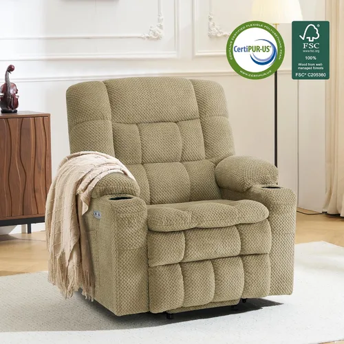 Vista 3 de MCombo 7893 - Sillón reclinable pequeño de doble motor para ancianos Beige