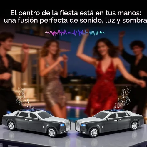 Vista 4 de Altavoz Bluetooth de lujo para automóvil con luz ambiental LED, efecto de sonido HD, salida multipuerto, altavoz Bluetooth con radio FM, regalo