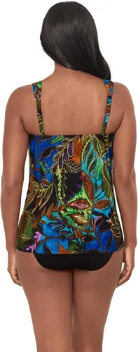 Vista 4 de Miraclesuit Traje de baño para mujer Dazzle con cuello redondo y aros Azul Amazonia/Multi