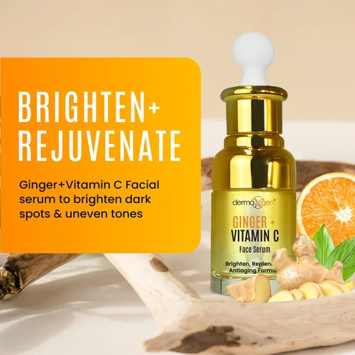 Vista 8 de Suero de vitamina C de jengibre para la cara, suero facial orgánico con ácido hialurónico y raíz de cúrcuma, hidratante para piel opaca y seca