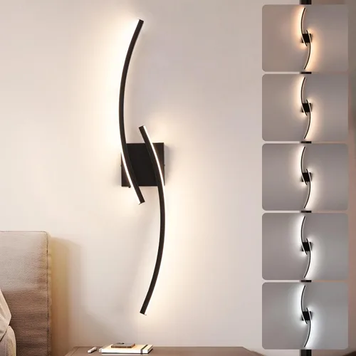 Vista 10 de Lámpara de pared moderna cableada de 3000 ~ 6000 K, lámpara de pared LED plateada de 31.5 pulgadas, luces de pared de níquel cepillado