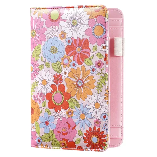 Vista 12 de Libro de mesero, libro de mezclilla para Watiress con cara sonriente esponjosa, bordado de felpa con diseño de flor de dólar
