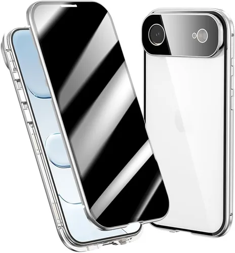 Vista 32 de Funda antimiradas con cerradura para iPhone 13 Pro, funda magnética de vidrio con protector de lente de cámara integrado, protector de pantalla