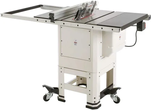 Vista 2 de Shop Fox W1837 Sierra de mesa híbrida con soporte abierto, 10", 2 hp
