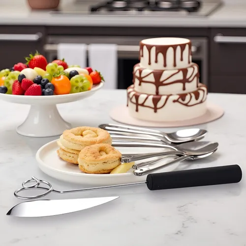 Vista 7 de Juego de herramientas de inmersión de chocolate con caramelo negro, tenedor de inmersión de chocolate, suministros para hornear, fondue de acero