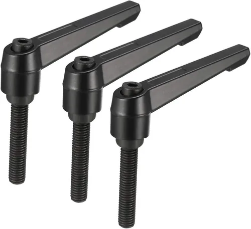 Vista 15 de uxcell M6 x 0.787 in Mango de palanca de sujeción ajustable Rosca Botón de trinquete macho roscado Perillas de bloqueo Tornillo giratorio Perno