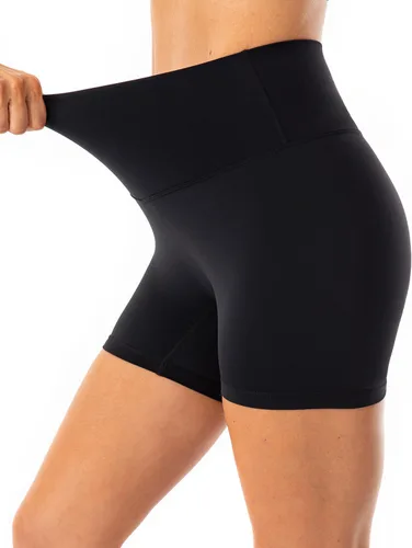 Vista 4 de Lavento - shorts para ciclismo, yoga, para mujer con sensación de segunda piel, cintura alta, ultrasuave, tiro de 56 pulgadas.