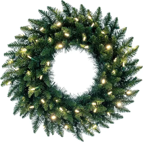 Vista 7 de Vickerman Corona de Navidad artificial Bellevue Alpine de 20 pulgadas con luces claras iluminadas esmeriladas, A861022
