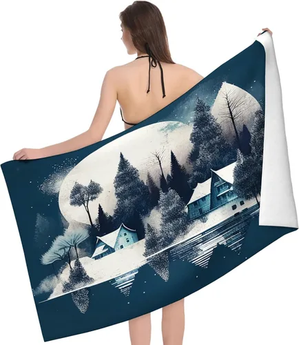 Vista 28 de Toalla de playa y piscina con diseño de bandera de línea azul en blanco y negro, toalla de playa grande suave y absorbente para natación, deportes