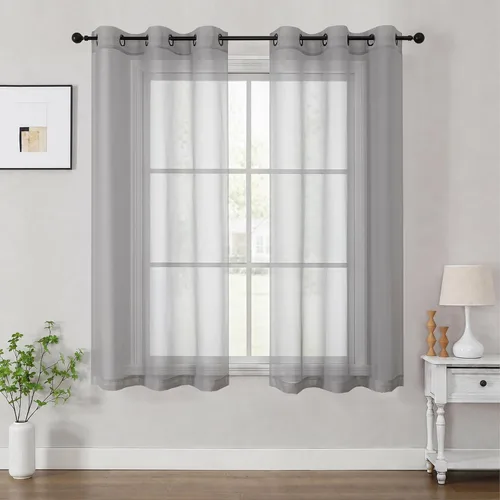 Vista 21 de OWENIE Cenefa transparente con ojales negros para ventanas, 2 paneles de 52