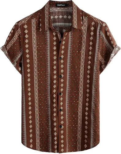 Vista 3 de VATPAVE Camisas hawaianas florales de manga corta con botones para hombre