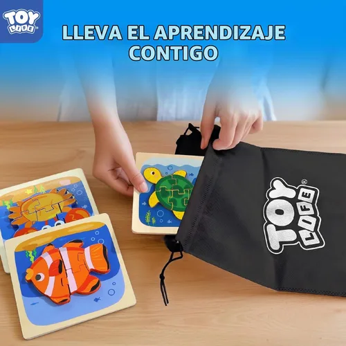 Vista 5 de TOY Life Rompecabezas de madera para niños pequeños de 2 a 4 años, rompecabezas de animales marinos para niños pequeños de 1 a 3, rompecabezas