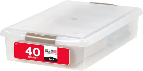 Vista 14 de IRIS USA 22 Qt Almacenamiento bajo la cama, organizador apilable de plástico con cajón deslizante, paquete de 2 unidades, multiusos para ropa