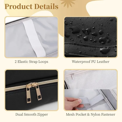 Vista 4 de Estuche de transporte de viaje para Dyson Airwrap, Shark FlexStyle, secador de pelo Revlon, bolsa de almacenamiento de doble capa con cremalleras
