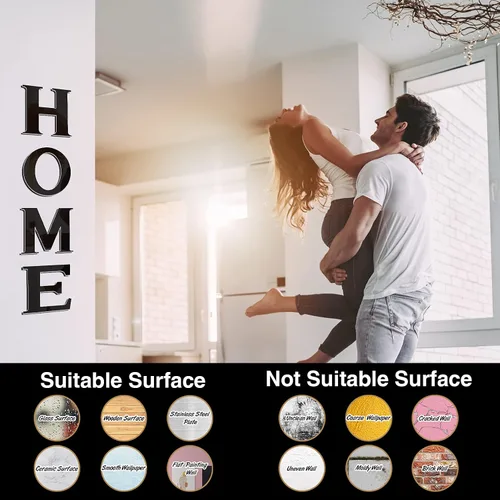 Vista 5 de Zonon 30 Piezas Decoración de Pared de Sala de Estar Hogar Espejo Pared Letras Señales Pegatinas DIY Calcomanías de Espejo Acrílico Decoraciones 3D