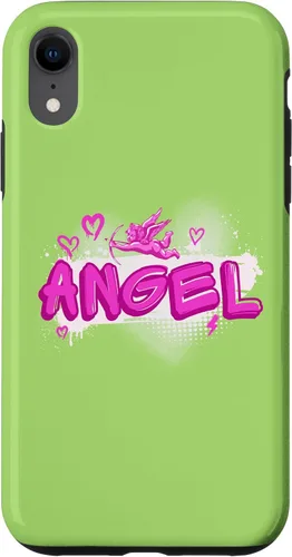 Vista 24 de iPhone 16 Angel y2k Aesthetic 2000s Millennial Nostalgia Pink Graffiti Case