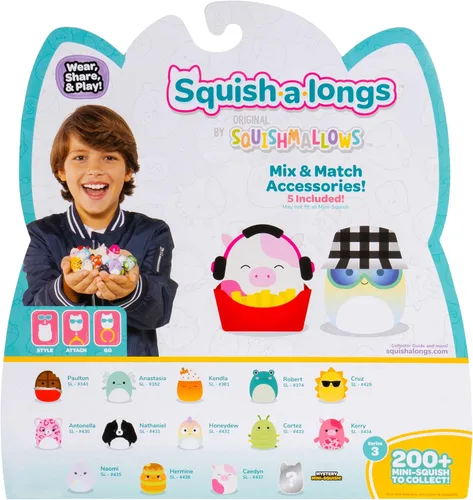 Vista 4 de Squish-a-longs Paquete de 14 Mini-Squish (Wave 3, Estilo 1)