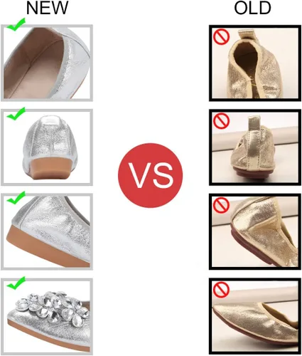 Vista 5 de KUNWFNIX Women Ballet Flats Rhinestone Wedding Ballerina Shoes Foldable Sparkly Comfort Slip on Flat Shoes