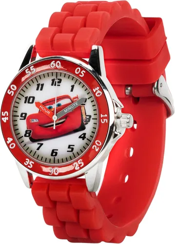 Vista 8 de Disney Reloj para enseñar la hora a niños CZ1009 Cars Rayo McQueen Reloj circular con correa de hule roja