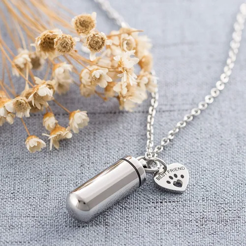 Vista 4 de TTVOVO Collar de urna de cremación para mascotas, para cenizas, recuerdo conmemorativo, soporte para cenizas, medallón de urna para mejor amigo