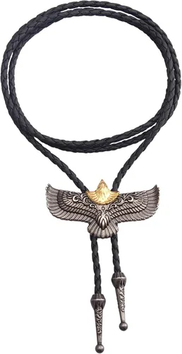 Vista 270 de Jeilwiy Corbata de bolo para hombre, corbata de vaquero occidental, collar de corbata de bolo dorado, corbata de cuero, corbata de Halloween