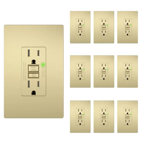 Vista 17 de LIDER GFCI Outlet 15Amp, autocomprobación resistente a manipulaciones Dorado