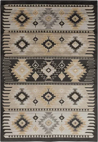 Vista 12 de Hoylake Southwestern - tapete estilo tribal, azteca, indio americano e indie, felpudo, pequeño, marrón, gris, negro, 1 pie y 10 pulgadas por 2 pies