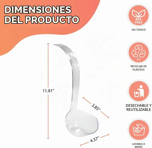Vista 2 de Party Essentials Ponchera de Plástico Duro de 5 Onzas/Cucharón para Servir, 1 Unidad, Transparente