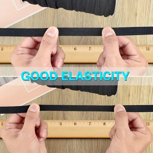 Vista 4 de Coopay Bandas elásticas planas de 1/2 pulgada de largo y 100 yardas de largo, cuerda elástica plana para coser proyectos de bricolaje, artes y Blanco