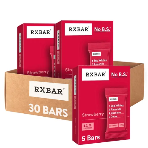 Vista 12 de Barras de proteína RXBAR, 12g de proteína, aperitivos sin gluten, fresa, caja de 22oz (12 barras)