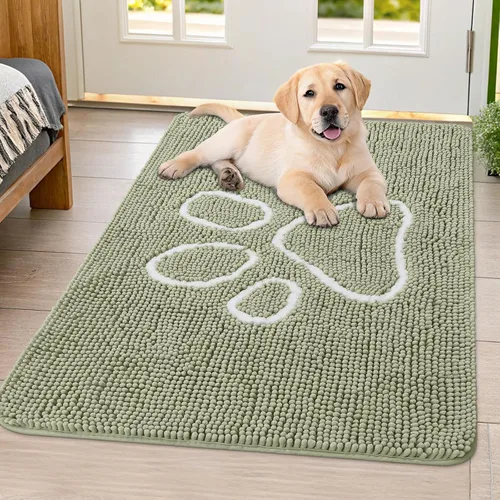 Vista 96 de Smiry Tapete para puerta de perro para patas fangosas, absorbente y Gris y negro