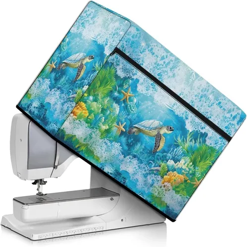 Vista 41 de Funda para máquina de coser de girasoles de otoño con prácticos bolsillos, cubierta protectora duradera acolchada contra el polvo, accesorios