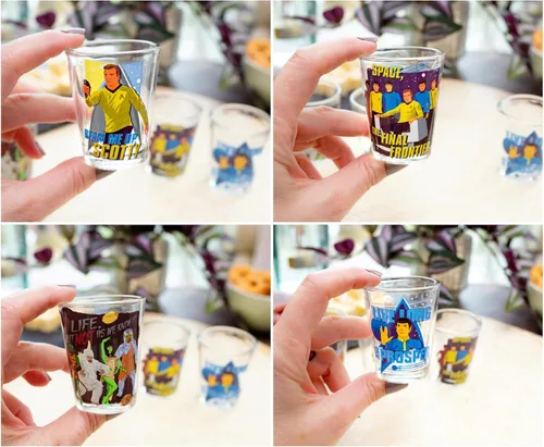 Vista 4 de Toynk Star Trek: The Original Series - Mini vasos de vaso de whisky de 2 onzas, juego de 4 Home Barware Drinkware