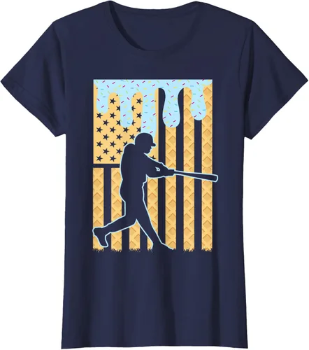 Vista 32 de Camiseta de béisbol Drip Boys Dripping Ice Cream Baseball American Flag, Negro -, Pequeña