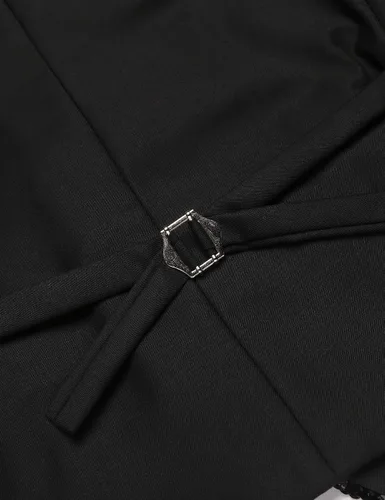 Vista 7 de COOFANDY Chaleco de lentejuelas para hombre, con cuello en V, brillante, elegante, chaleco