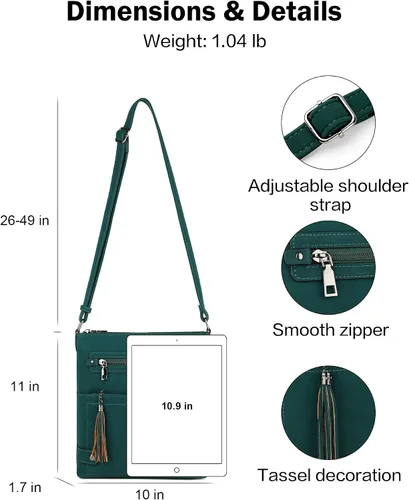 Vista 8 de FADEON Bolsos cruzados para mujer y mochila para laptop Colección Verde