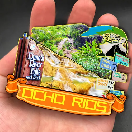 Vista 4 de Imán de madera de Ocho Rios Jamaica 3D para nevera, recuerdos coleccionables, decoración hecha a mano