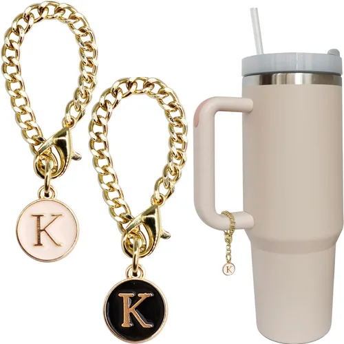 Vista 15 de Accesorios de dije de letra para vaso Stanley, 2 unidades, identificación con inicial de nombre, personalizable, para vaso Stanley