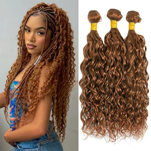 Vista 59 de Color 30 paquetes de cabello humano marrón onda del cuerpo paquetes 8 10 12 pulgadas brasileño virgen Remy extensiones de cabello humano doble trama