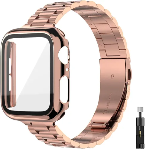 Vista 10 de Correa para Apple Watch de 1.496 pulgadas, 1.575 pulgadas, 1.614 pulgadas, 1.654 pulgadas, 1.732 pulgadas, 1.772 pulgadas, con cubierta facial