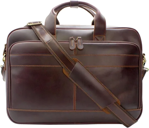 Vista 10 de Jack&Chris Full Grain Leather Briefcase for Men, Business Messenger Bag Laptop Bag Attache Case, Fits 15.6 Inch Laptop