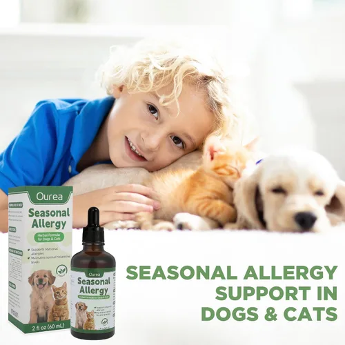 Vista 6 de Alivio de la alergia estacional para gatos y perros, para picazón, rascarse y lamer, fórmula herbaria natural, alivio de alergias para perros gatos