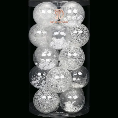 Vista 39 de Sea Team Juego de bolas de Navidad de plástico transparente, inastillables, varios tamaños, bolas decorativas de Navidad con decoraciones delicadas