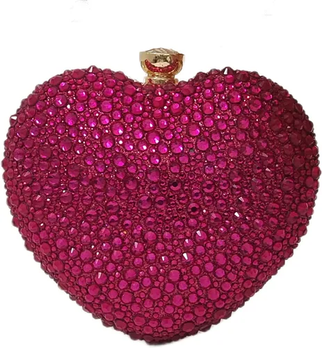Vista 15 de Bonito Bolso de Mano en Forma de Corazón con Diamantes de Imitación para Boda, Mini Bolso de Amor con Diamantes de Imitación para Fiesta, Bolso